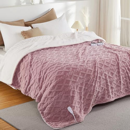 CAROMIO Electric Blanket Cal King Size, Heated Blanket Thick Tufted Sherpa