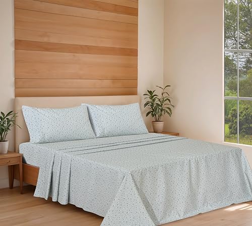 RUVANTI 100% Cotton Organic Percale King Size Sheets Set, Bud Club