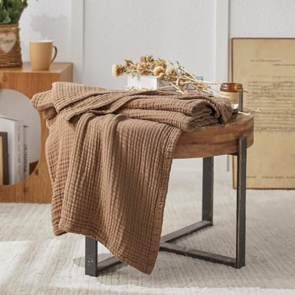EMME Muslin Blankets for Adults Brown Small Blanket 40" x 50"