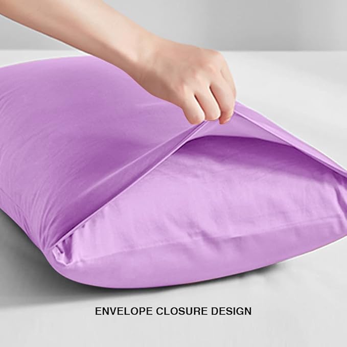 FLXXIE Pillow Cases Queen, Soft Microfiber Pillow Covers with Envelope Closure, Wrinkle Resistant Pillowcases, 2 Piece Set, 20x30, Lavender