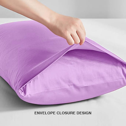 FLXXIE Pillow Cases Queen, Soft Microfiber Pillow Covers with Envelope Closure, Wrinkle Resistant Pillowcases, 2 Piece Set, 20x30, Lavender