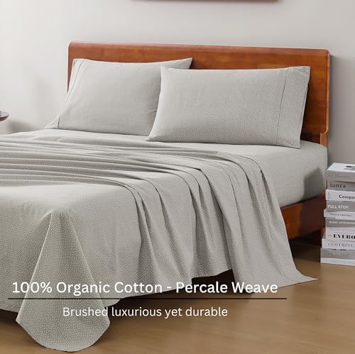 LANE LINEN Twin XL Sheet Set 100% Organic Cotton Cooling Soft - Snowdrop