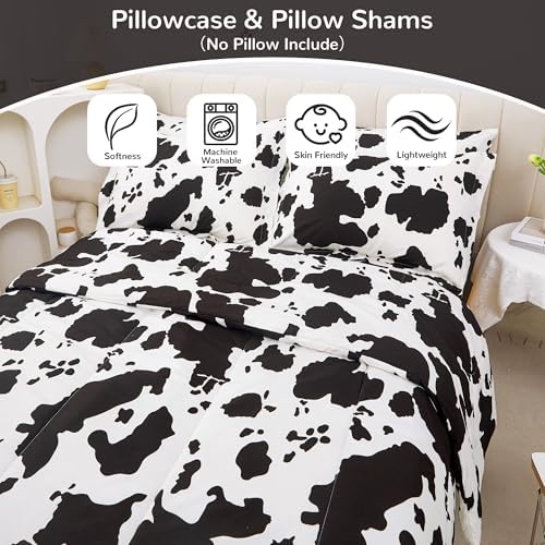 Viviland Kids Twin Bedding Sets, Boys Comforter, Cow Print