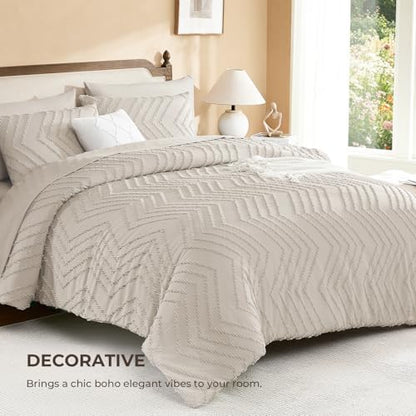 Litanika Oatmeal Twin/Twin XL Comforter Set - 5 Pieces Boho Bed in a Bag