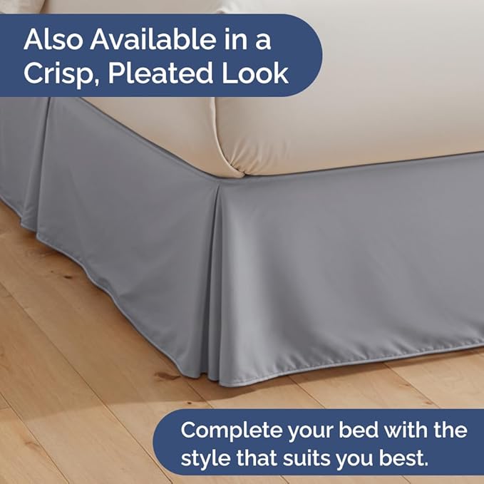 Bedskirt King Size Ruffle - 18 inch Drop Dust Ruffle Bed Skirt with Platform - Soft, Easy Fit, Premium Hotel Quality - Wrinkle, Fade & Shrink Resistant - for Women, Men, Kids and Teens - Steel Blue