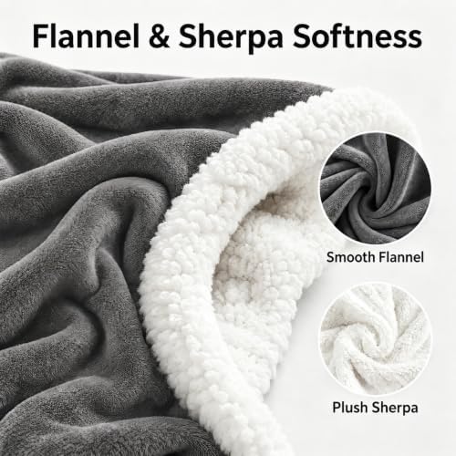 Electric Heated Throw Blanket 50" x 60", Soft Flannel Heating Blanket for Couch, Sofa, Bedroom, 4 Heat Settings, 3H Auto Shut Off, Overheat Protection, Machine Washable, Light Gray