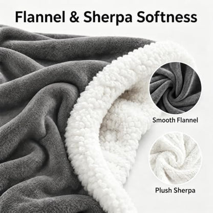 Electric Heated Throw Blanket 50" x 60", Soft Flannel Heating Blanket for Couch, Sofa, Bedroom, 4 Heat Settings, 3H Auto Shut Off, Overheat Protection, Machine Washable, Light Gray