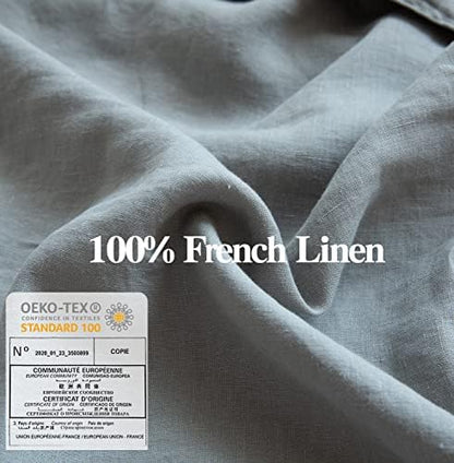 Simple&Opulence 100% Washed Linen Euro Shams 26'' x 26'' Pack of 2, Basic Style Solid Color Natural Flax Farmhouse Decorative Square Throw Pillow Covers for Bed Couch Sofa - Ultimate Grey