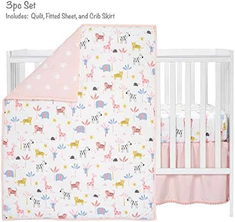 Lambs & Ivy Snuggle Jungle Pastel Safari Cotton Jersey 3-Piece Crib Bedding Set