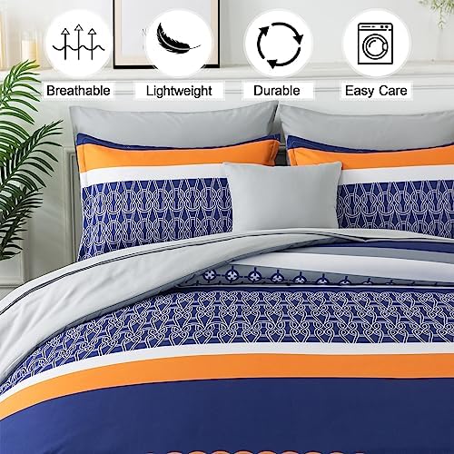 Anibedding 8 Pieces Bed in a Bag,Striped Comforter Set Queen Size