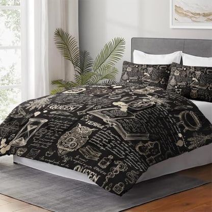 WeCozy Queen Comforter Set, 3 Pieces Gothic Goth Bedding, All Season