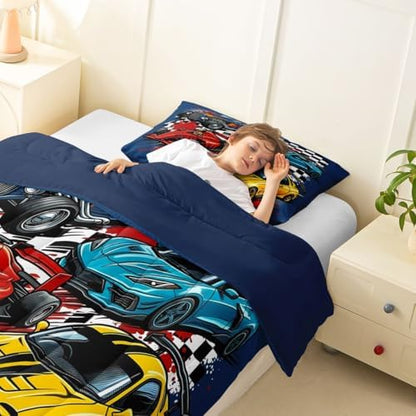 Feelyou Race Car Comforter Set Full Size for Boys Girls