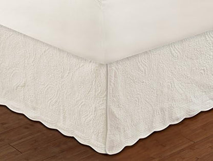 Greenland Home GL-1710GBKQ Paisley Quilted Bed Skirt, Ivory, Queen