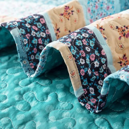 HoneiLife Quilt Sets King Size - 3 Piece Microfiber Quilt Floral Bedspreads Lightweight Coverlets Rustic Bed Cover King Quilt Bedding Set All Season Use