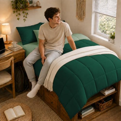 Anluoer Twin Comforter Set, 5 Piece Bed in a Bag Twin Bedding Sets