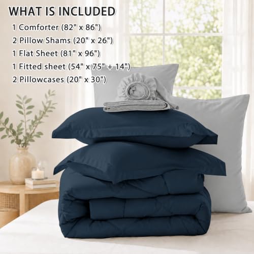 Anluoer Full Size Comforter Sets, 7 Piece Bed in a Bag Full Bedding Sets