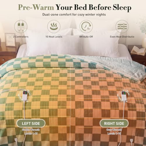 Electric Blanket Heated King Size, 90"X100" Dual Control, Teal