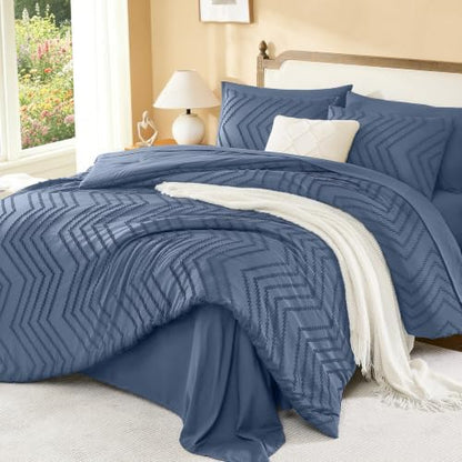 Litanika Super King Comforter Set with Sheets, 7 Pieces Boho Bed Set