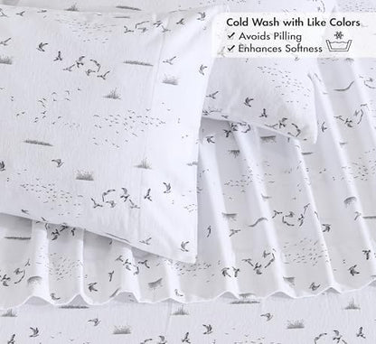 RUVANTI Flannel Sheets King Size, Sky Ballet