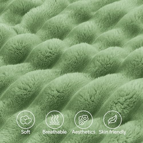 BEDELITE Fluffy Striped Body Pillow Cover with Zipper, Green, 20x54