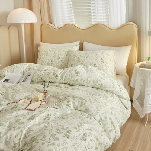 Garden Style Green Floral Comforter Set Twin XL Size Soft Fluffy Microfiber Chic Floral Printed Bedding Comforter Vintage Botanical Flowers Comforter for All Seasons Cottagecore Twin XL Comforter Set