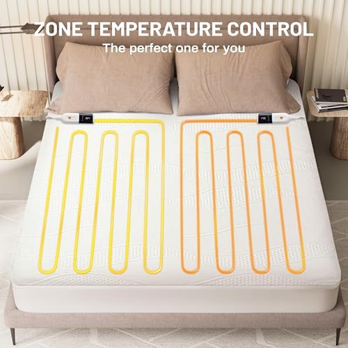 Texciting Heated Mattress Pad Queen Size,Bed Warmer with Dual Controller
