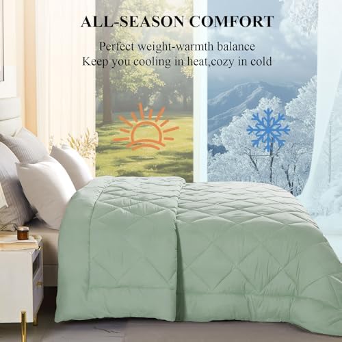 132x120 Alaskan King Comforter, Extra Large King Size Comforter Oversized, All Season Soft Lightweight Quilt Down Alternative Duvet Insert with 8 Corner Tabs(120x132, Sage Green)