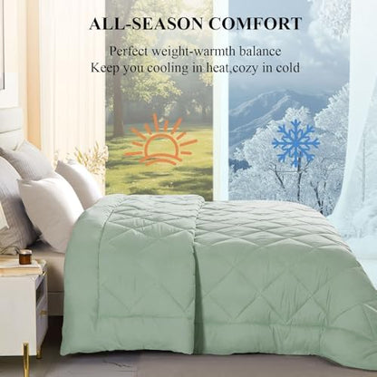 132x120 Alaskan King Comforter, Extra Large King Size Comforter Oversized, All Season Soft Lightweight Quilt Down Alternative Duvet Insert with 8 Corner Tabs(120x132, Sage Green)