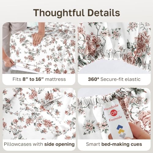 California Design Den Soft 100% Cotton Sateen Queen Sheet Set, 4 Pcs