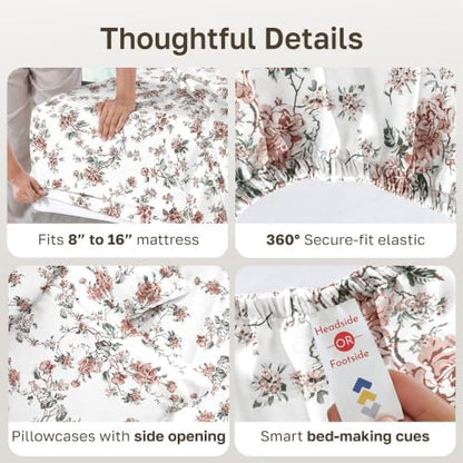 California Design Den Soft 100% Cotton Sateen Queen Sheet Set, 4 Pcs