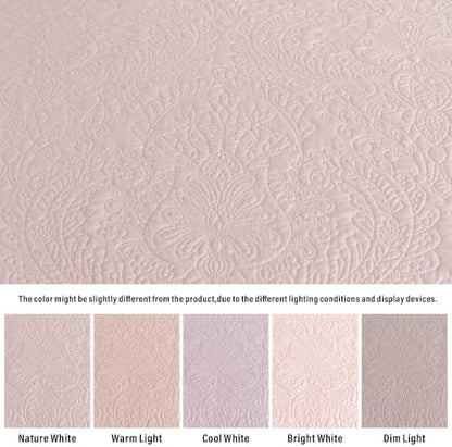 HoneiLife California King Quilt - 5-Piece Cal King Quilt Sets, Oversized King Bedspreads 128x120, Rustic Bedding Sets King Size,Reversible Coverlets Lightweight Bed Cover for All Season Use-Light Pink