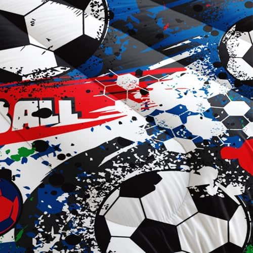 Twin Size Comforter Set for Boys Soccer，Sport Twin Bedding Sets for Boys with 1 Comforter with 2 Pillow Case