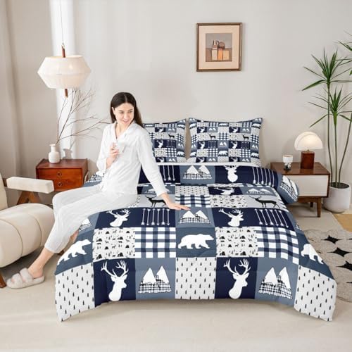 Feelyou Deer Comforter Bedding Set Toddler 3Pcs for Boys Girls Women Men