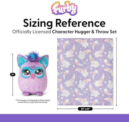 Northwest Furby Starry Rainbows Hugger Pillow & Silk Touch Throw Blanket Set, Stuffed Animal, 50x60 inches and 11 inch Plushie