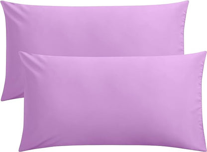 FLXXIE King Pillow Cases Set of 2, Soft Microfiber Pillow Covers with Envelope Closure, Wrinkle, Fade and Stain Resistant Pillowcases, 20x36, Lavender