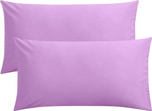 FLXXIE King Pillow Cases Set of 2, Soft Microfiber Pillow Covers with Envelope Closure, Wrinkle, Fade and Stain Resistant Pillowcases, 20x36, Lavender