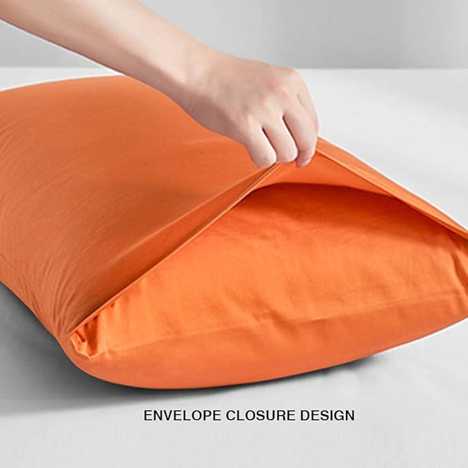 FLXXIE King Pillow Cases Set of 2, Soft Microfiber Pillow Covers with Envelope Closure, Wrinkle, Fade and Stain Resistant Pillowcases, 20x36,Orange