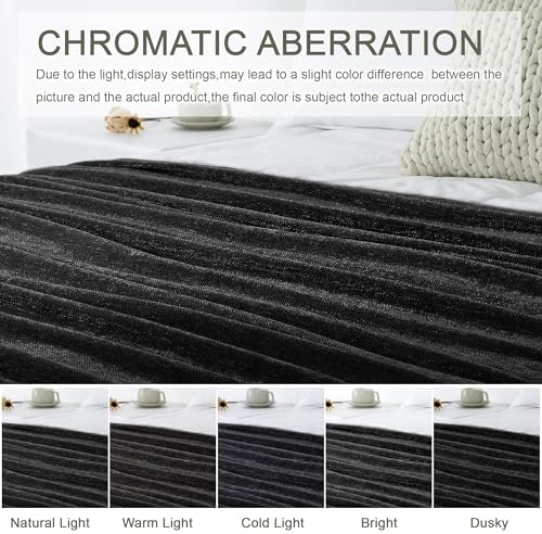Chenille Throw Blanket for Couch 50" x 60", Black