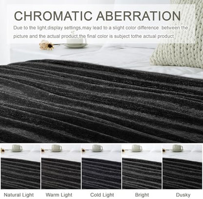 Chenille Throw Blanket for Couch 60" x 80" Twin, Black