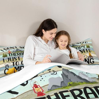 RV Camper Trailer Comforter Set Queen,Watercolor Graffiti Wooden Door Bedding Set 3pcs for Kids Youths Room Decor,Adventure Sport Quilt Set,Country Duvet Insert with 2 Pillowcases