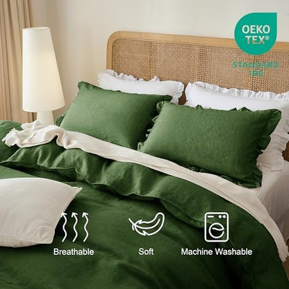 Talasily 100% French Linen Twin Duvet Cover Set, Organic Linen