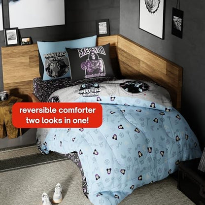 Masters of The Universe Movie Skelator Bedding Set, Twin Size 5 Piece Comforter and Sheet Set with Sham, (Officially Licensed Product) by Franco