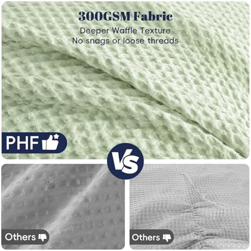 PHF Ultra Soft Waffle Comforter Set 3 Pieces King, Sage Green
