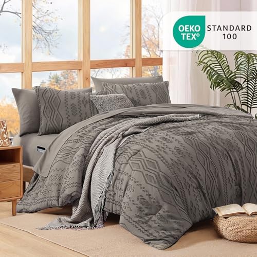 Full Size Comforter Set- 7 Pieces Tufted Bed in a Bag Full Bedding Sets