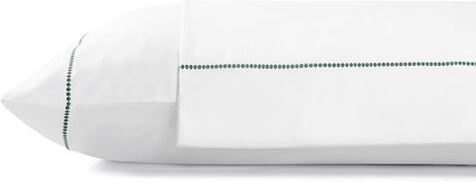 Linen Home 100% Cotton Percale Pearl Stitch Pillowcases King Size, Olive Green, 2 Pieces of Pillow Case, Crisp and Cool Strong Bed Linen, 20 inches X 40 inches