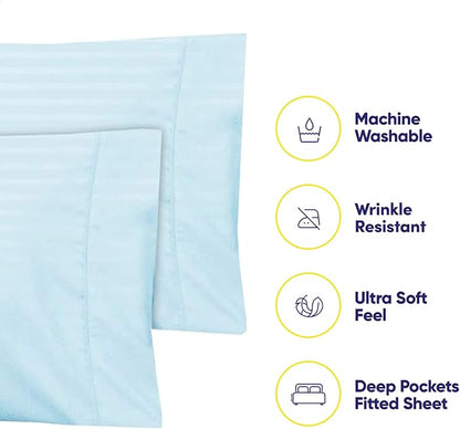 Twin Size Bed Sheets - 4 Piece 1500 Supreme Collection Fine Brushed Microfiber Deep Pocket Twin Sheet Set Bedding - 1 EXTRA PILLOW CASES, GREAT VALUE, Twin, Dobby Light Blue
