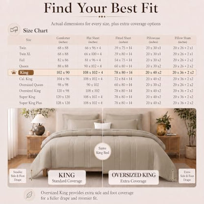 CozyLux King Size Comforter Set Wheat- 7 Pieces Bed in a Bag