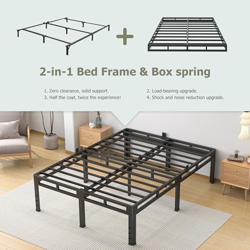 NKZ 2-in-1 King Size Metal Platform Bed Frame, 20 Inch Heavy Duty Bed Base