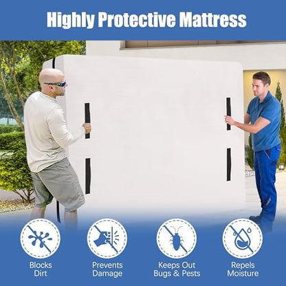 HOMESURE 2 Pack Mattress Bags for Moving and Storage with 8 Handles - Mattress Cover for Moving - Heavy Duty, Strong Zipper Closure, Moving Supplies & Moving Bag - Semi-Transparent, California King