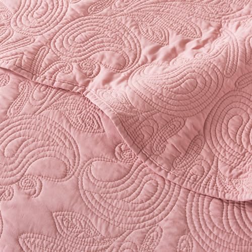 HoneiLife Quilt Sets King Size - 3 Piece Microfiber Quilt Set Lightweight Bedspreads Reversible Coverlets Rustic Bed Cover King Quilt Bedding Set All Season Quilts-Pink